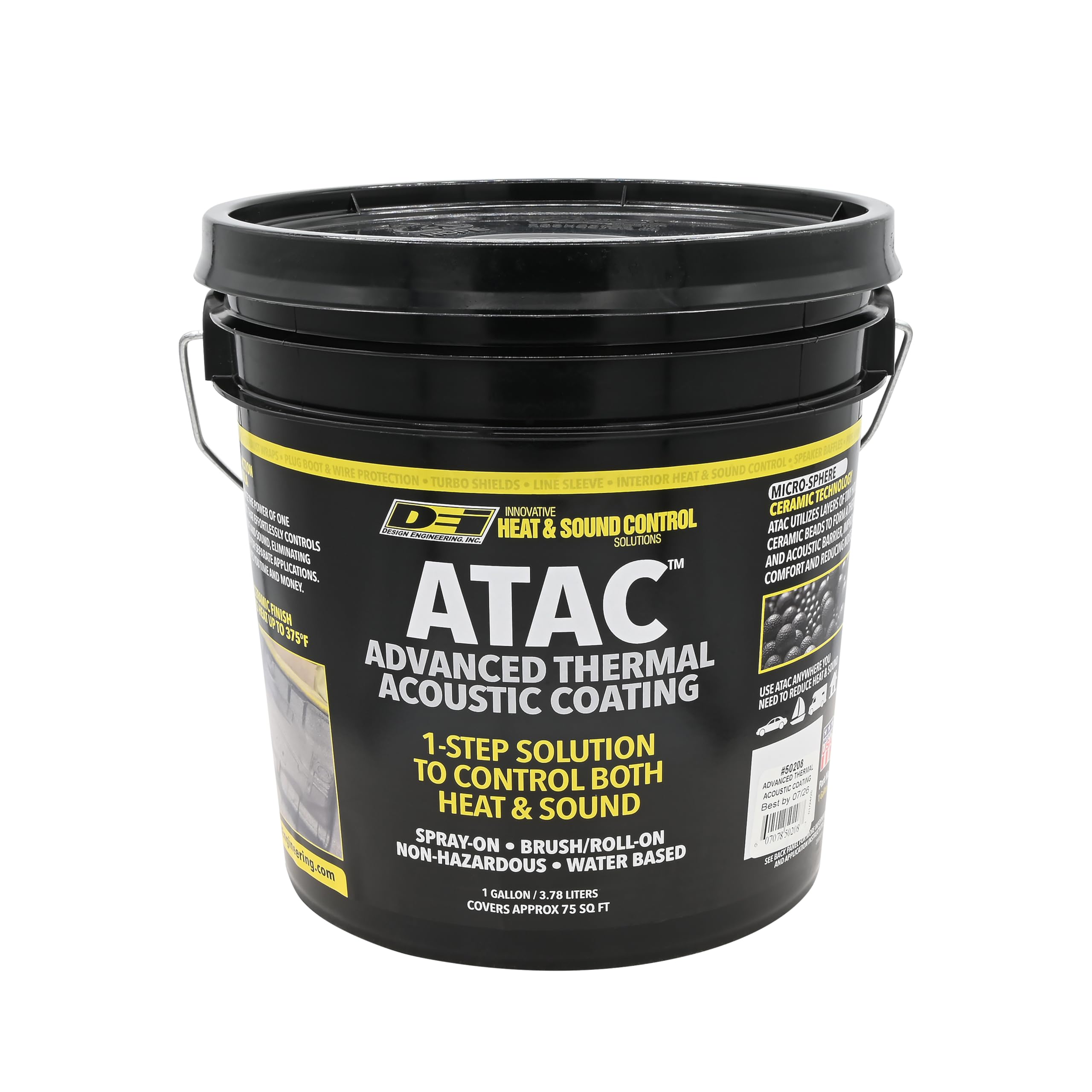 Design Engineering ATAC Advanced Thermal Acoustic Coating - 1 Gallon | 2-in-1 Sound & Heat Barrier Spray for Car Insulation | Automotive Sound Deadening & Heat Reduction | DIY Vehicle Noise Control for Doors, Hood & Trunk | Easy Roll-On or Spray Application