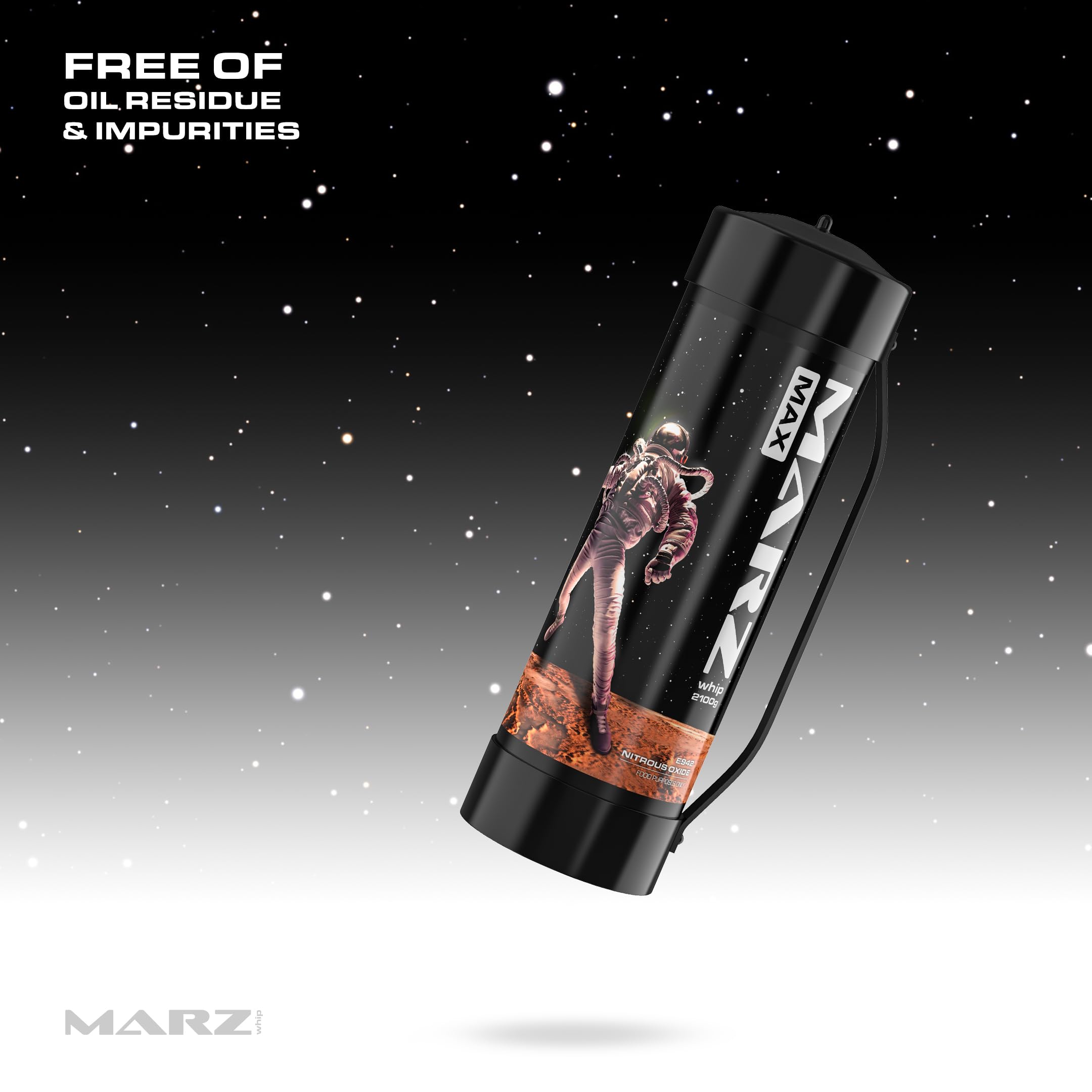 Premium Marz Whip Max Whipped Cream Charger 2100G 3.3L - Food Grade Nitrous Oxide Tank - Pure N2O Chargers for Standard Cream Dispensers - Perfect for Baking, Desserts & Coffee Toppings (1, 3.3L Unflavored)