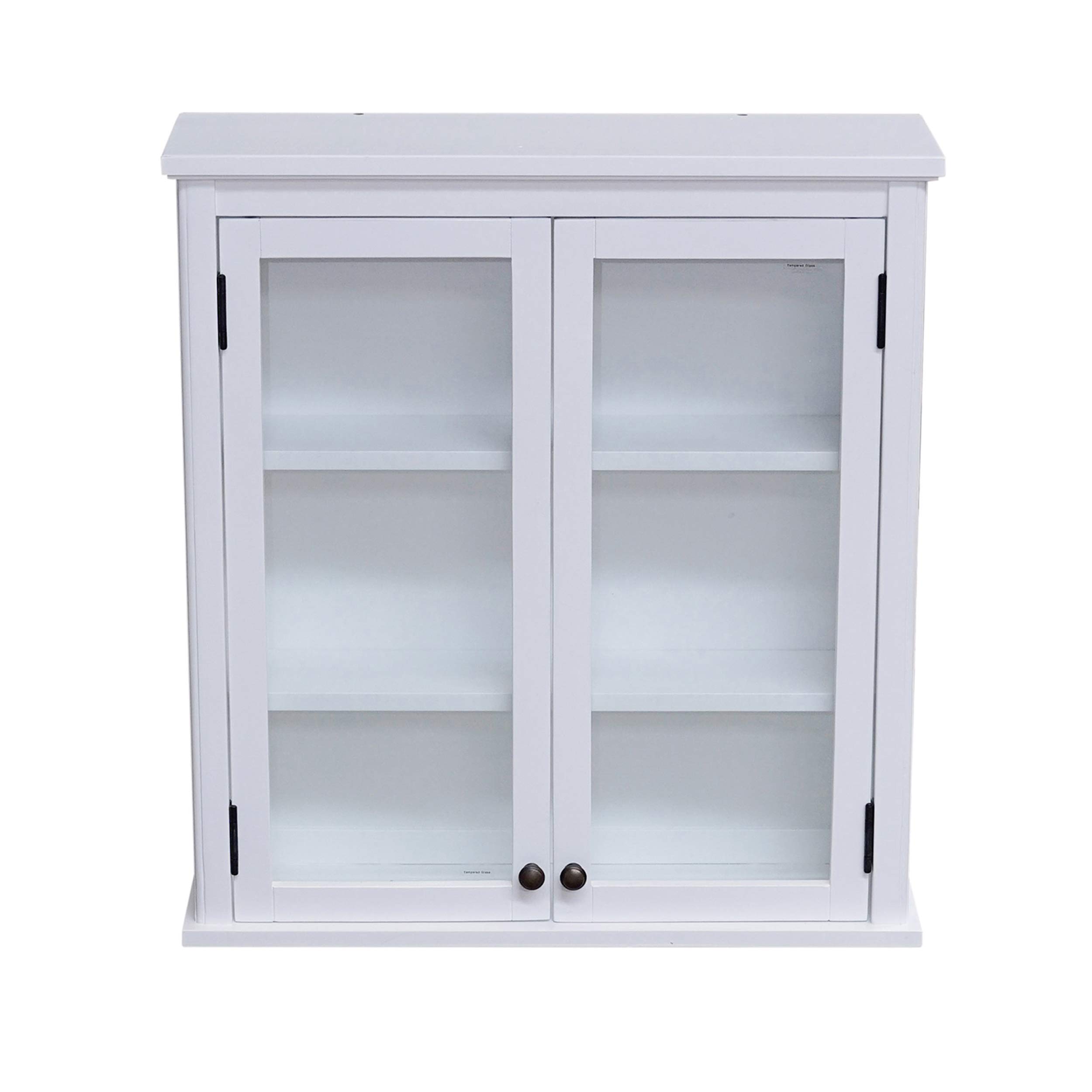 Alaterre Dorset Wall Mounted Bathroom Storage Cabinet with Glass Doors - White - 27