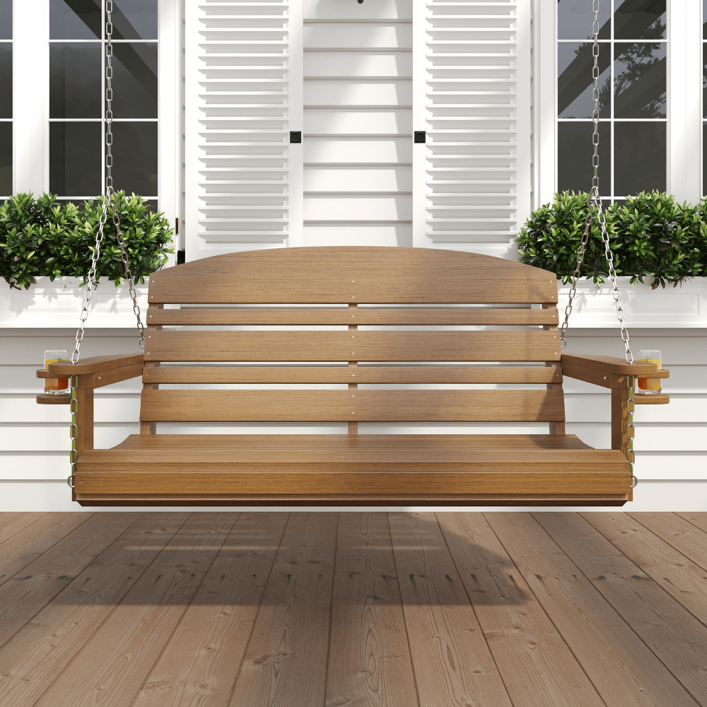 Outdoor Composite Porch Swing - Classic Casual Design for Patio, Garden, and Backyard Relaxation | Weather-Resistant & Low Maintenance