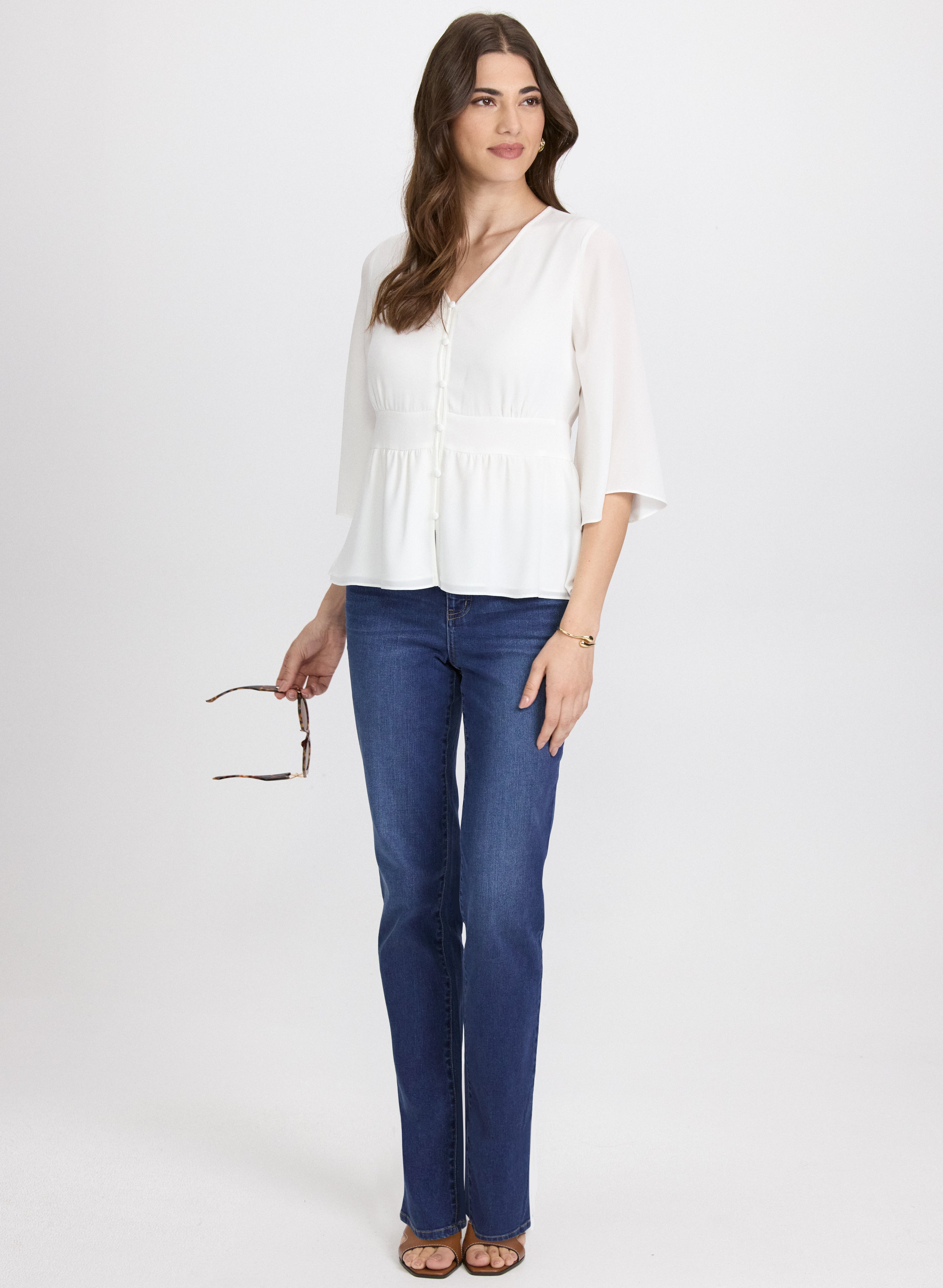 Flare Sleeve Button Down Blouse for Women - Stylish Ruffle Cuff Shirt | Office Wear, Date Night & Casual Outfits