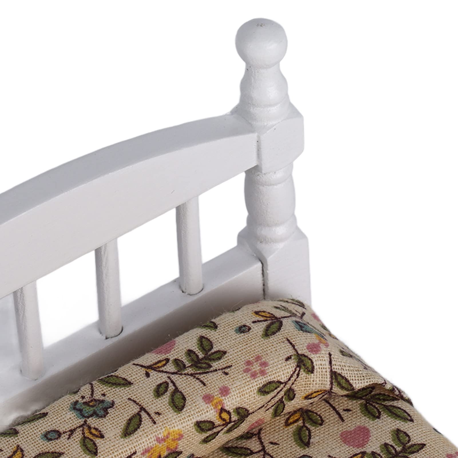 1:12 Scale Wooden Dollhouse Bed with Mattress & Pillows - Miniature Bedroom Furniture Set for Dollhouse Decor, DIY Projects & Collectors