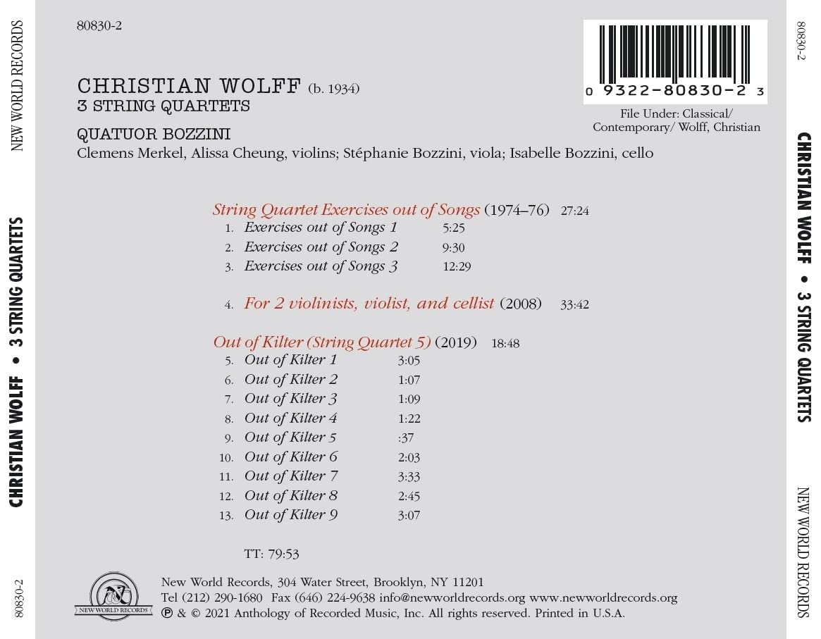 Christian Wolff: 3 String Quartets - Classical Music for Chamber Ensembles & Home Performances | Perfect for Concerts, Music Study & Relaxation