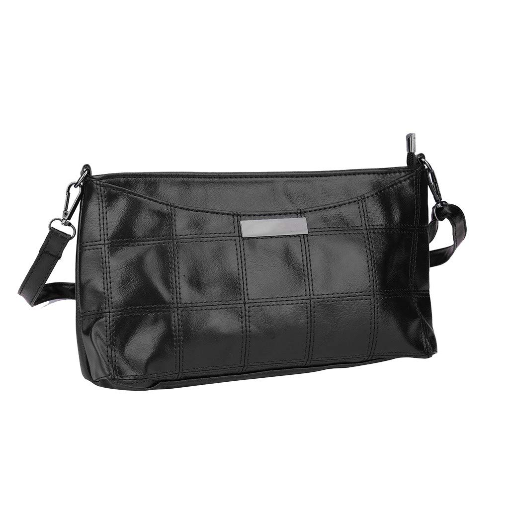 Stylish Women's Laptop Messenger Bag - Small Square Leather Shoulder Bag with Plaid Woven Design, Perfect for Work, Travel & Daily Commute