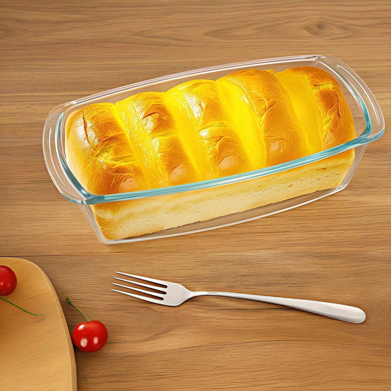 2-Pack Glass Loaf Pan with Lids - 1.9 Quart Baking Dish for Homemade Bread, Banana Bread & Cakes - Oven & Microwave Safe with Non-Slip Handles - Perfect for Holiday Baking, Meal Prep & Gift Giving