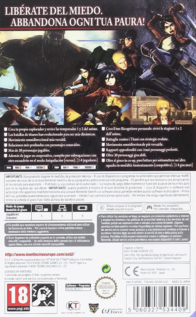 Attack on Titan 2: Final Battle - Nintendo Switch Game | Action RPG Adventure | Play as Your Favorite Characters in Epic Battles | Perfect for Anime Fans and Action Game Lovers