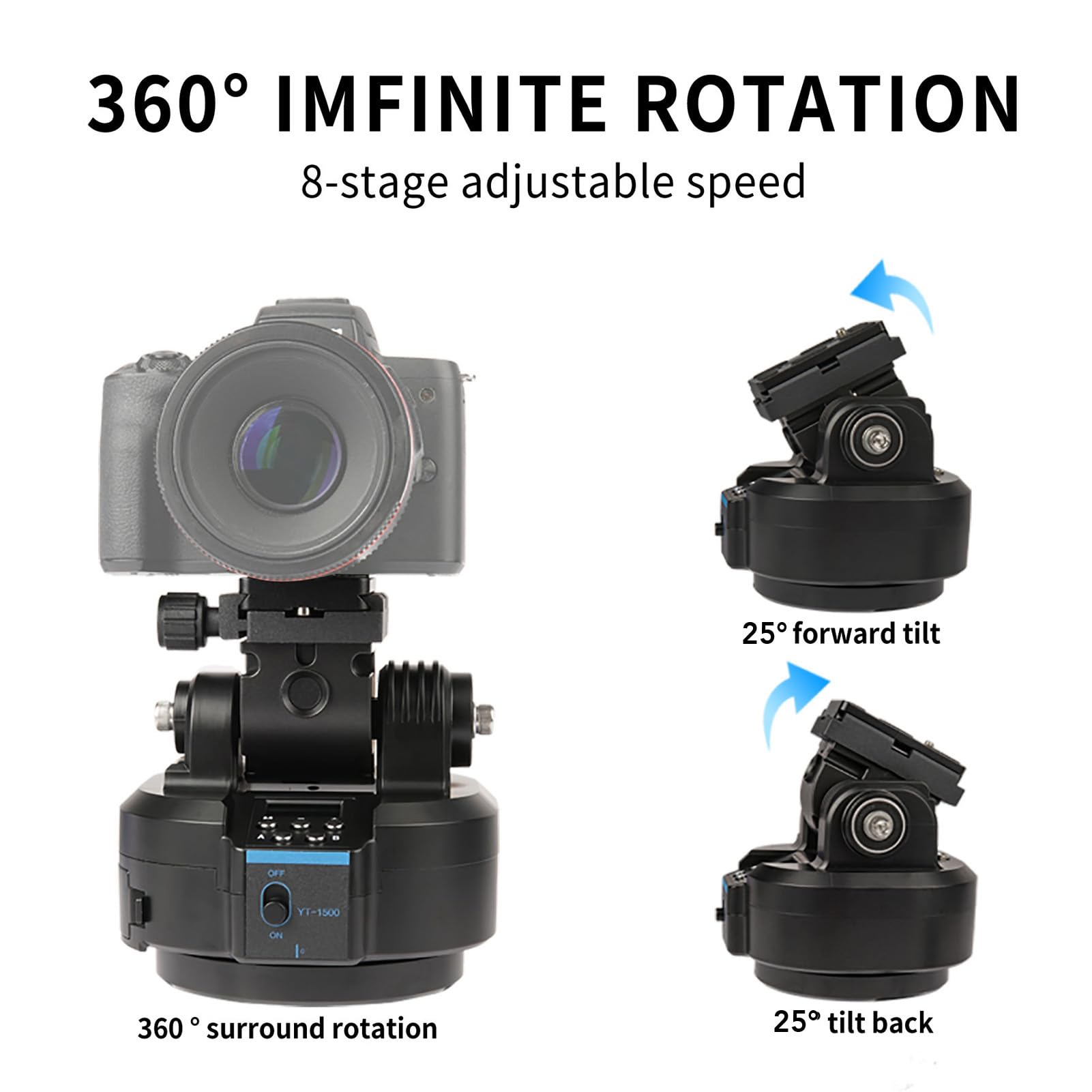 Tbest 2.4G Wireless Motorized Pan Tilt Head - 360° Panoramic Remote Control Tripod Mount for Smartphone & Camera | Perfect for Vlogging, Live Streaming & Time-Lapse Photography