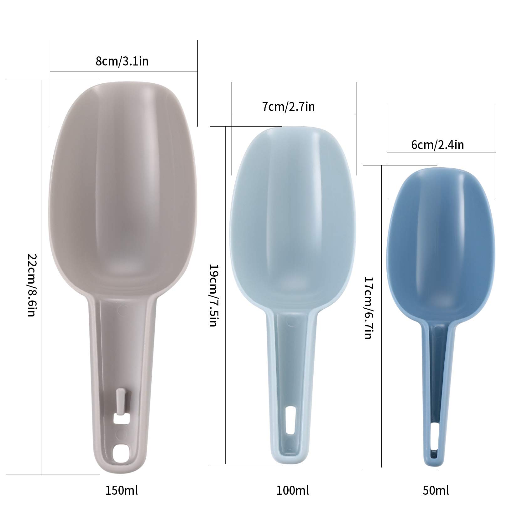Plastic Ice Scoop Set - Multi-Purpose Scooper for Ice, Pet Food, Flour, Powder, Candy & Coffee Beans | Ideal for Kitchen, Baking, Pet Feeding & Canister Storage