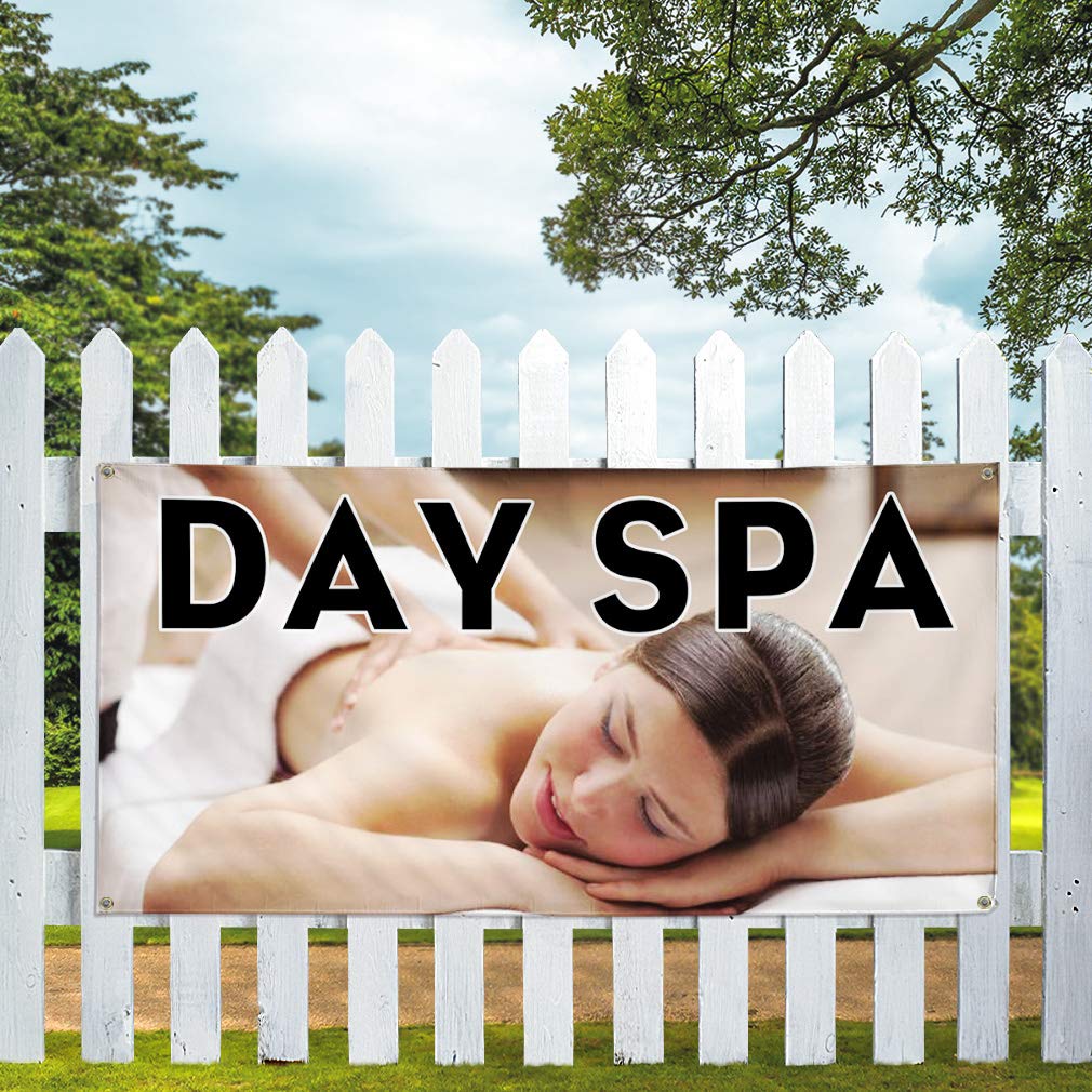 Durable 48x96 Inches Vinyl Banner with 8 Grommets - Weatherproof Outdoor Advertising Sign for Day Spa, Business & Industrial Yard - Multiple Sizes Available - Perfect for Storefronts, Events & Trade Shows