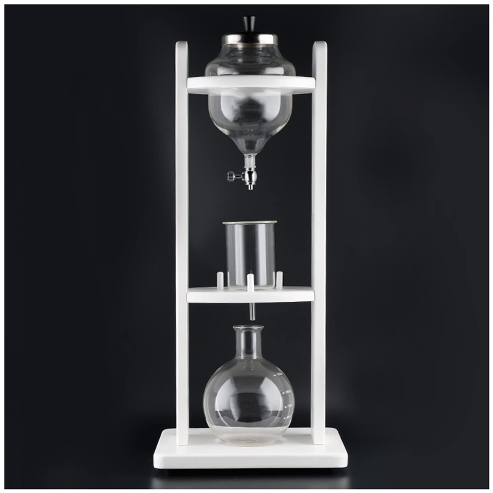 Premium Manual Ice Drip Coffee Maker - Portable Cold Brew & Espresso Machine with Built-in Grinder - White | Perfect for Camping, Office & Home Barista Use