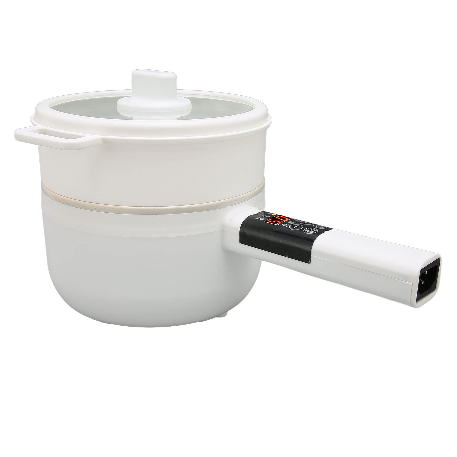 YOUTHINK Mini Electric Hot Pot 1.8L - Double Layer Touch Control with 5 Cooking Modes, Long Handle Portable Electric Cooking Pot for Home, Dorm, Office & Travel - Perfect for Ramen, Soup, Shabu Shabu & Hot Pot Meals
