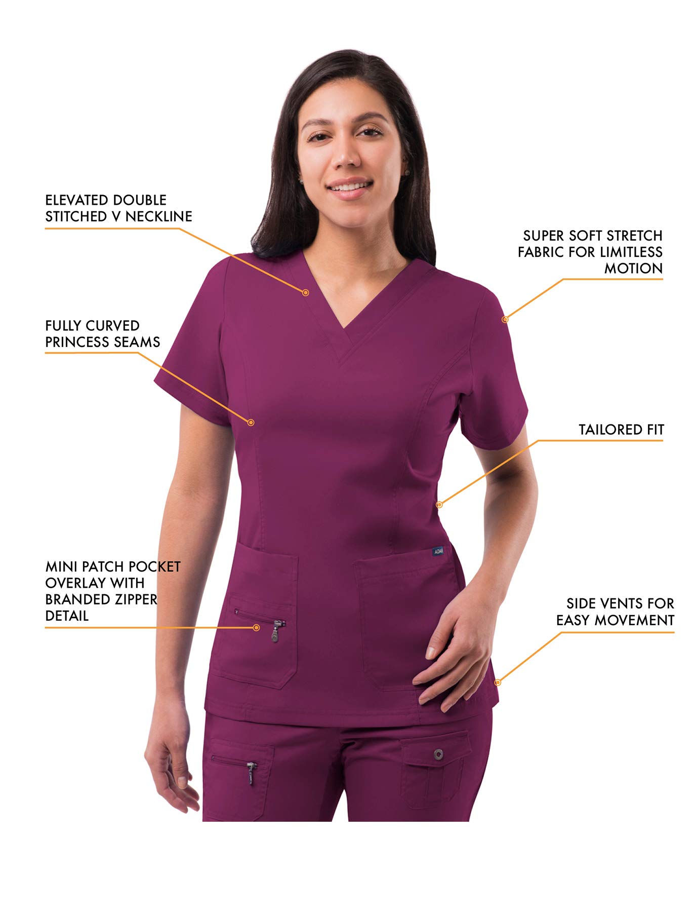 Adar Pro Breakthrough Plus Scrub Set for Women - Enhanced V-Neck Top & Multi-Pocket Pants (Petite/Tall) - Comfortable Medical Uniform for Nurses, Doctors & Healthcare Professionals - Perfect for Hospital Shifts & Clinical Work