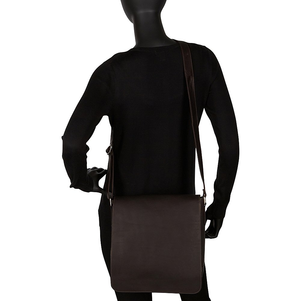 Small Tablet Vertical Messenger Bag - Saddle Brown Leather Crossbody Bag for Men & Women - Perfect for Work, Travel, and Everyday Use