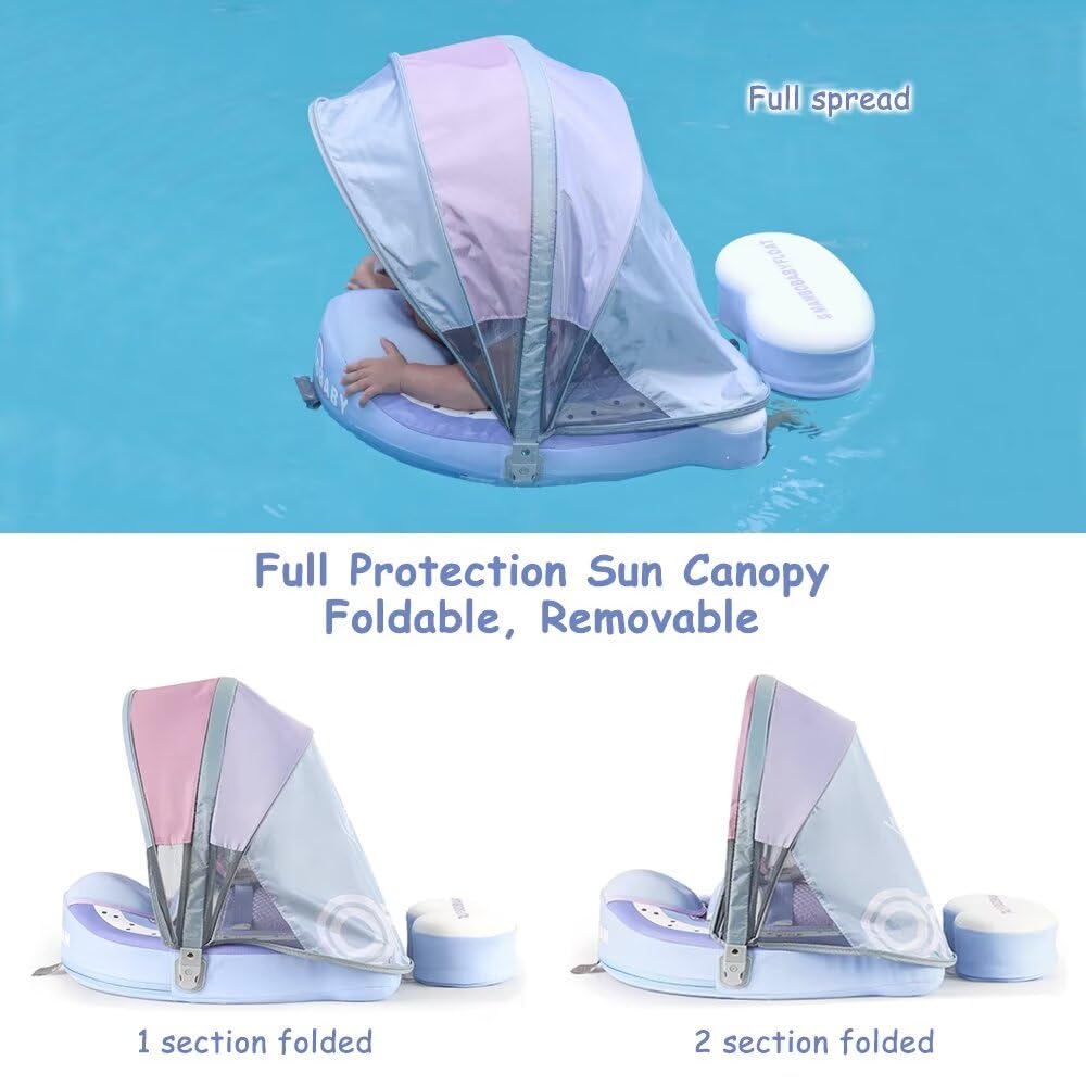 **Mambobaby Upgraded Non-Inflatable Baby Pool Float with Canopy – Safe Swim Ring for Infants 3-24 Months – Perfect for Beach, Pool & Outdoor Water Play**