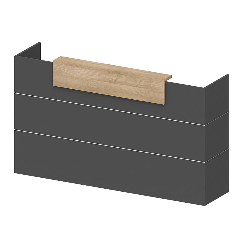 BELEN 1.8M Reception Desk - Acacia Wood & Carbon Grey Finish - Perfect for Office Lobby, Hotel Front Desk, and Corporate Reception Areas