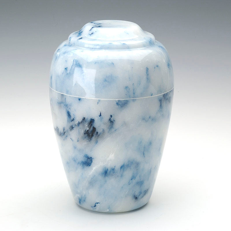 Elegant Grecian Cultured Onyx Urn in Sapphire Blue - Perfect for Memorials, Home Decor & Keepsakes