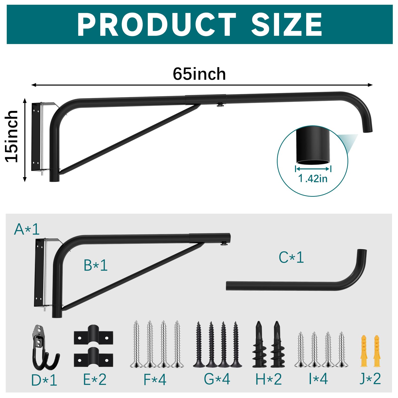 Horse Wash Hose Boom Arm - Wall Mount for Safe Washing | Fits Standard Garden Hose (Hose Not Included) - Perfect for Stable & Barn Cleaning