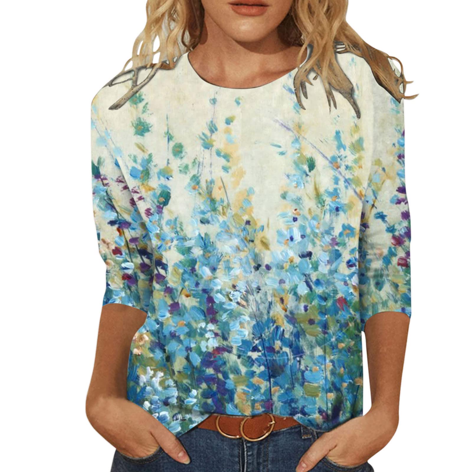 Women's V-Neck T-Shirt with Rolled Sleeves & Side Split - Casual Summer Tunic Top for Women | Perfect for Beach Outings, Weekend Wear & Everyday Comfort
