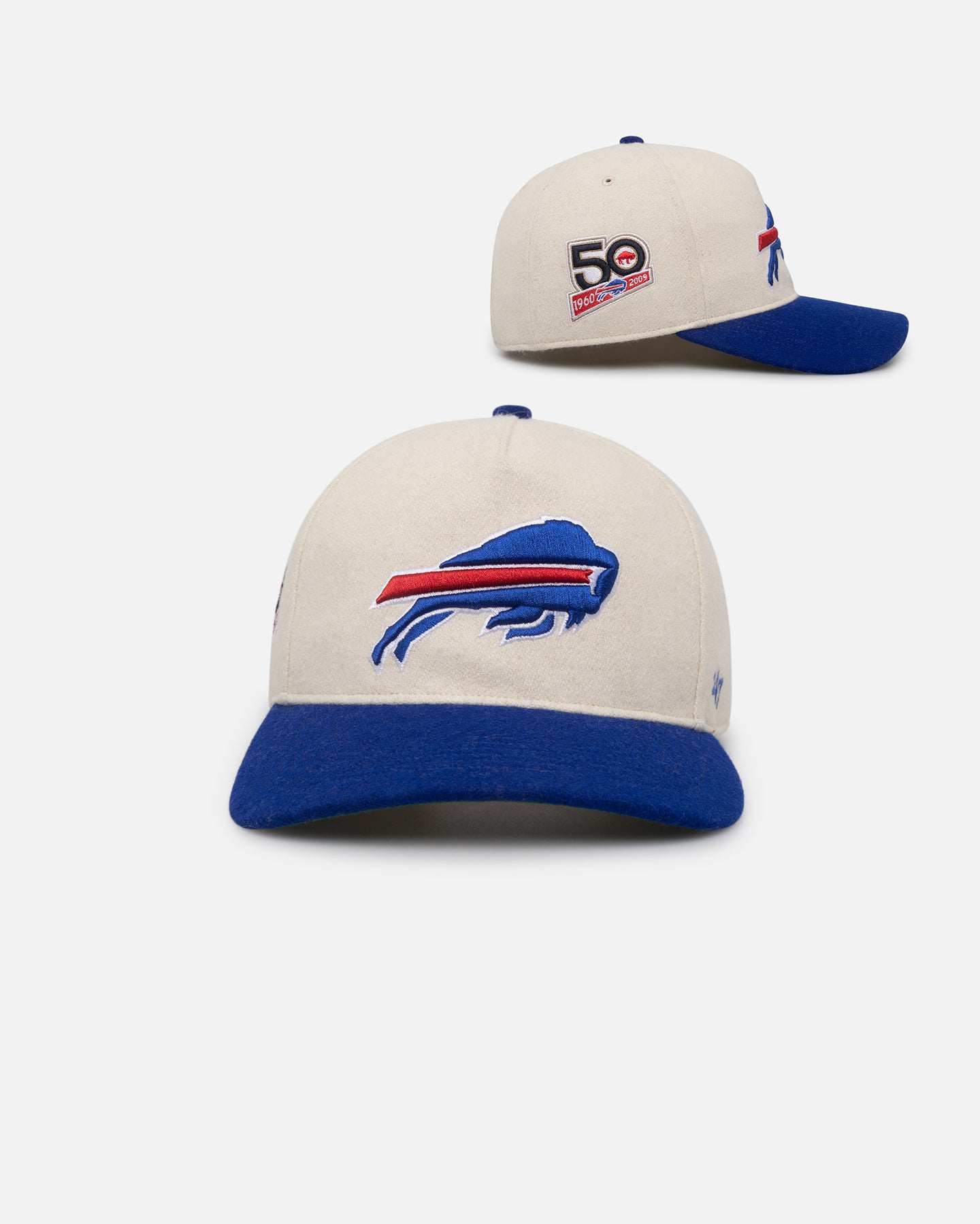 47 Brand Buffalo Bills Legacy Wooly Sure Shot Snapback Hat - Natural/Royal Blue - Official NFL Team Logo - Perfect for Game Day & Casual Wear