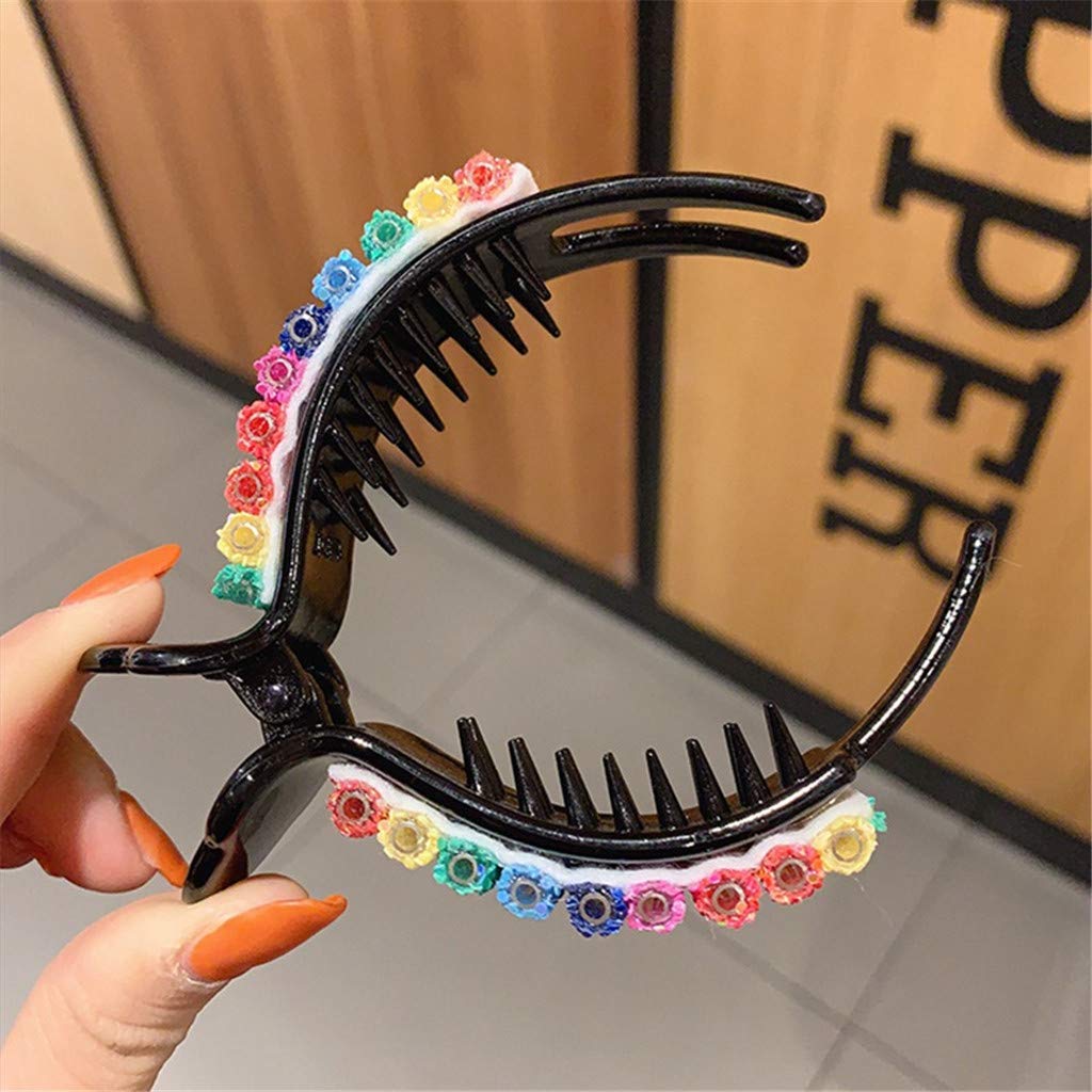 Fashion Rainbow Rhinestone Hair Clips for Women & Girls - Non-Slip Toothed Hair Pins Set - Perfect for Party, Birthday, Wedding & Daily Styling Gifts