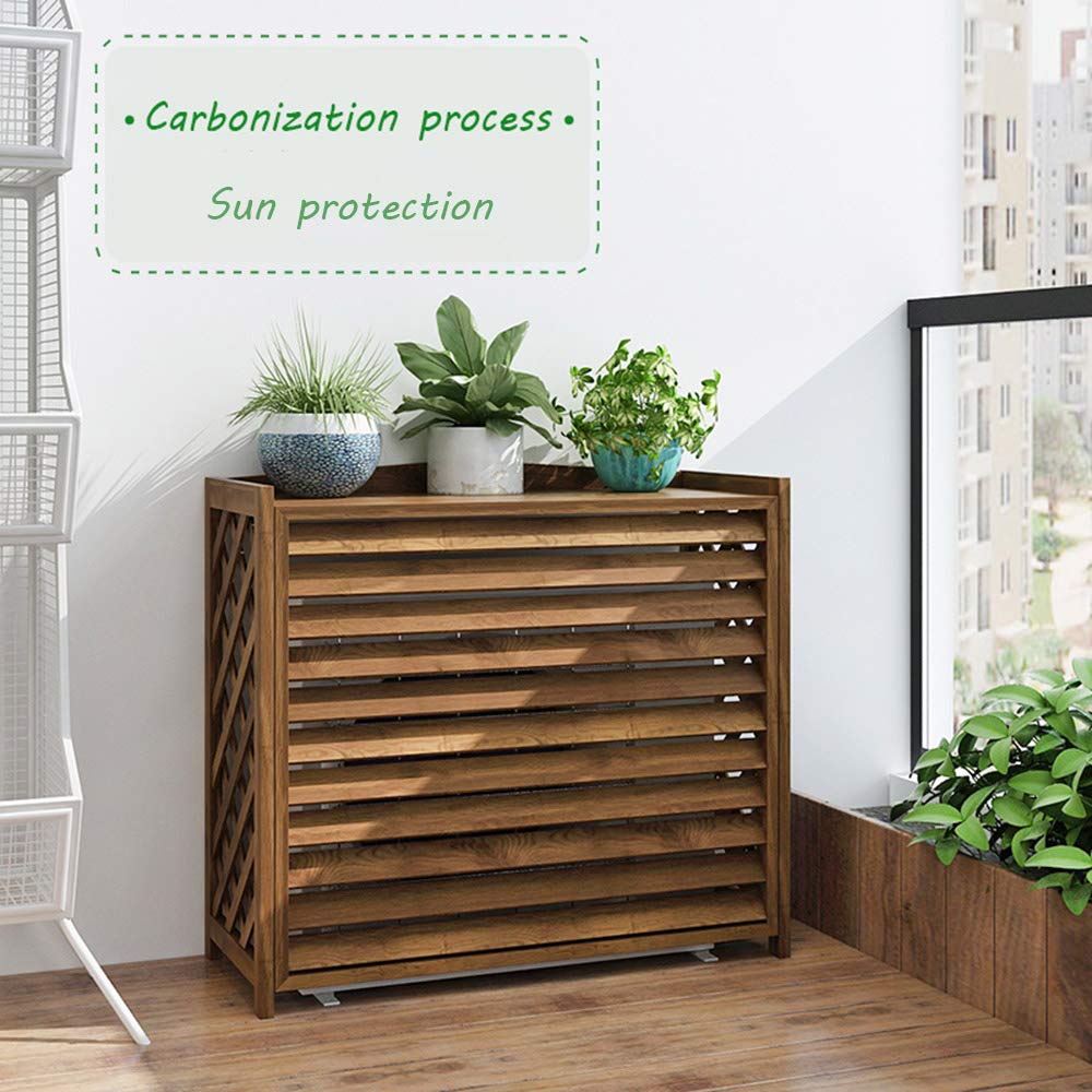 Wooden Flower Stand & Display - Outdoor Air Conditioner Rack Frame, Decorative Radiator Cover & Plant Pot Holder - Perfect for Garden, Patio, and Home Decor