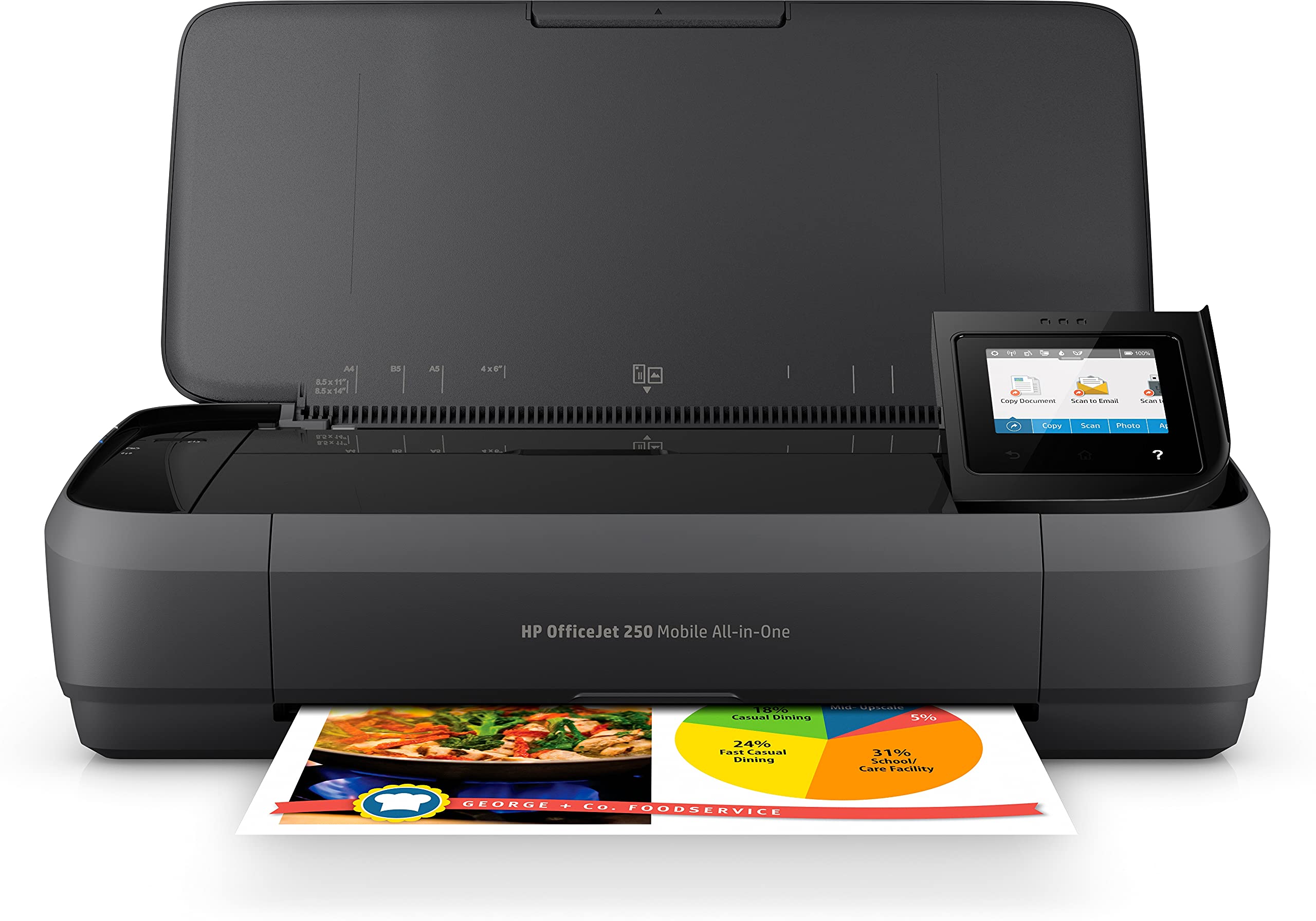 HP Officejet 250 Mobile All-in-One Printer - Wireless, Scanner, Copier with WLAN, HP ePrint, WiFi Direct, USB - 4800 x 1200 dpi High Resolution - Compact for Home Office & Business Travel - Black
