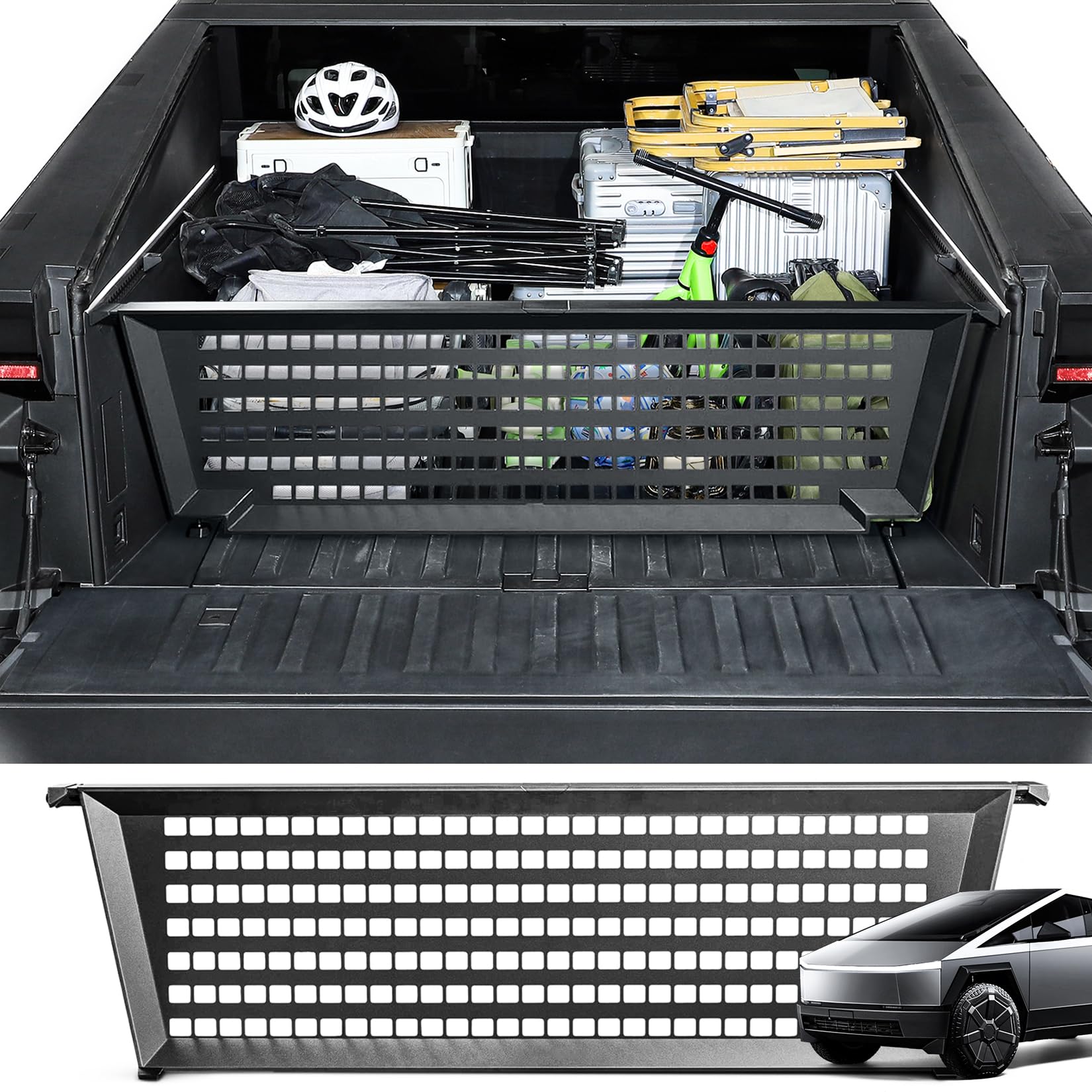 Tesla Cybertruck 2023-2024 Aluminum Alloy Molle Bed Panels - All Weather Truck Bed Accessories Compatible with Various Thickness Bed Liners | Perfect for Off-Road Gear Organization & Camping Equipment Storage