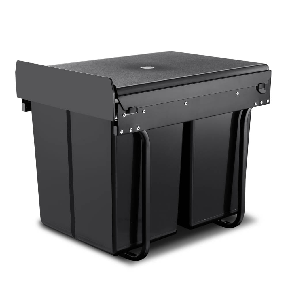 Cefito 2x20L Pull Out Trash Can - Black | Under Sink Kitchen Waste Bin with Smooth Gliding Tracks for Easy Access | Perfect for Home, Office, and Restaurant Use
