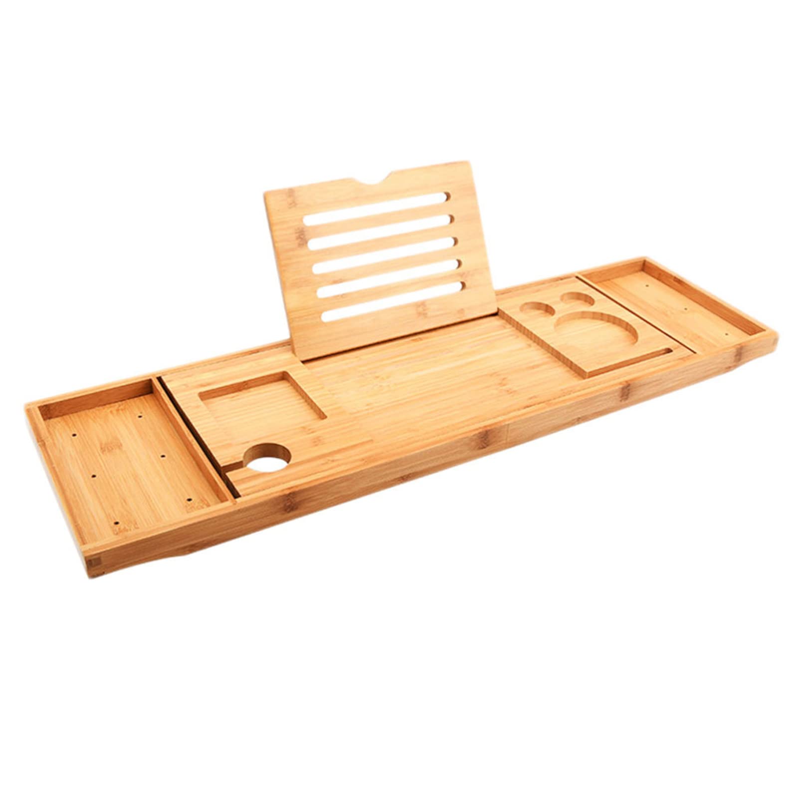 Premium Bamboo Bathtub Caddy Tray with Wine Glass Holder & Adjustable iPad Stand - Sturdy 29.5
