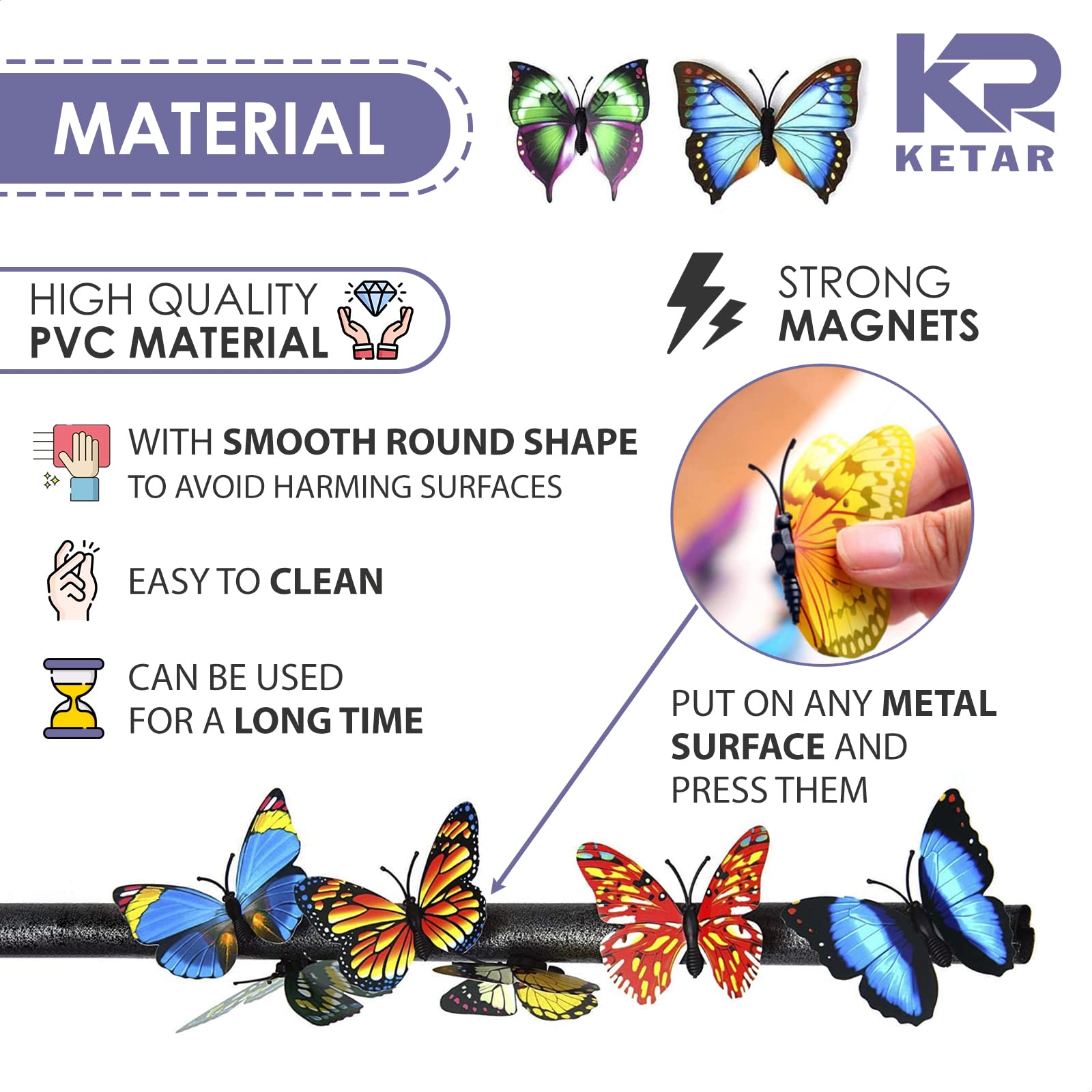 3D Magnetic Butterfly Wall Decals - 20Pcs Removable DIY Decor for Kitchen & Fridge