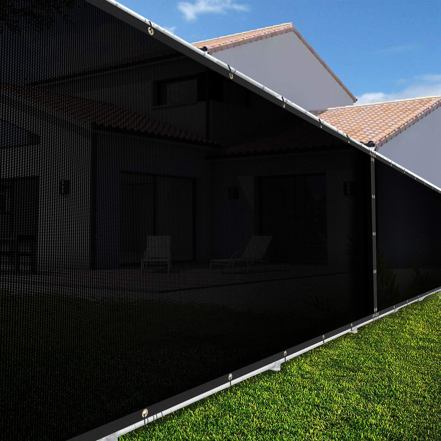TANG Sunshades Depot 1'x11' FT Black Breathable Vinyl Coated Polyester Mesh Privacy Fence Screen - 280 GSM, 80% UV Blockage, 3-Year Warranty - Ideal for Residential & Commercial Use in Patios, Gardens, and Pool Areas