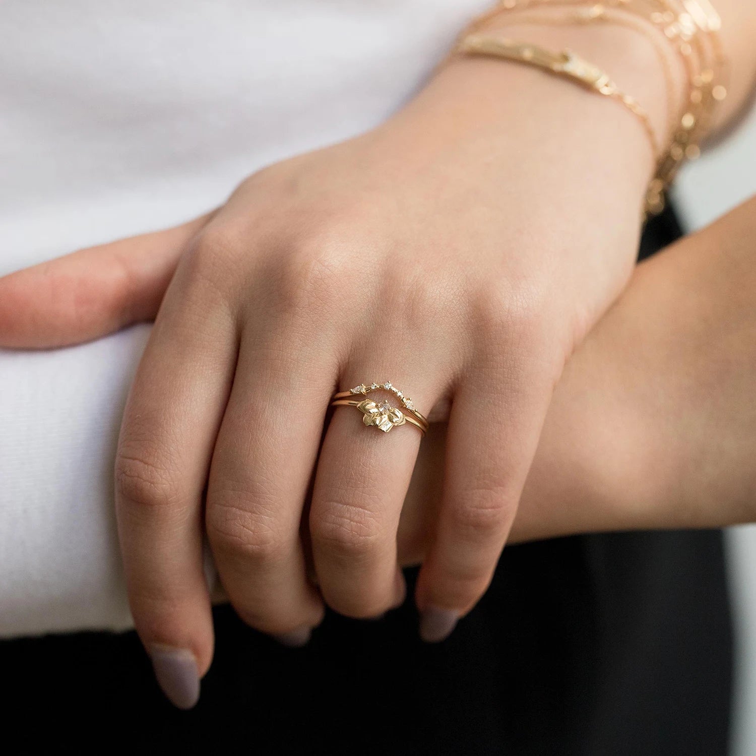 14K Yellow Gold Diamond Love Band Ring - Elegant White Diamonds for Women, Perfect for Anniversaries, Weddings & Special Occasions