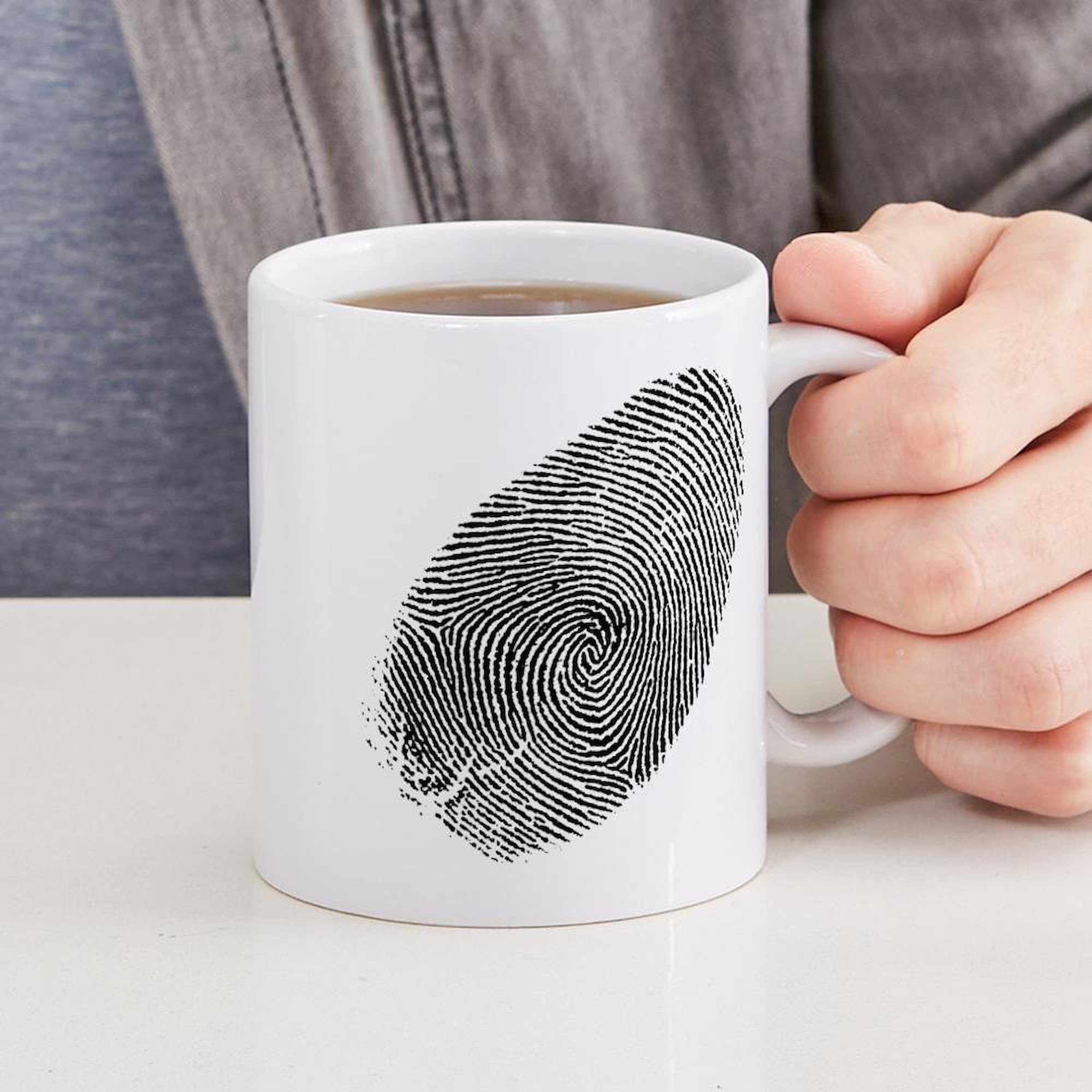Fingerprint Ceramic Coffee Mug 11 oz (325 ml) - Unique Personalized Gift for Office, Home, or Special Occasions