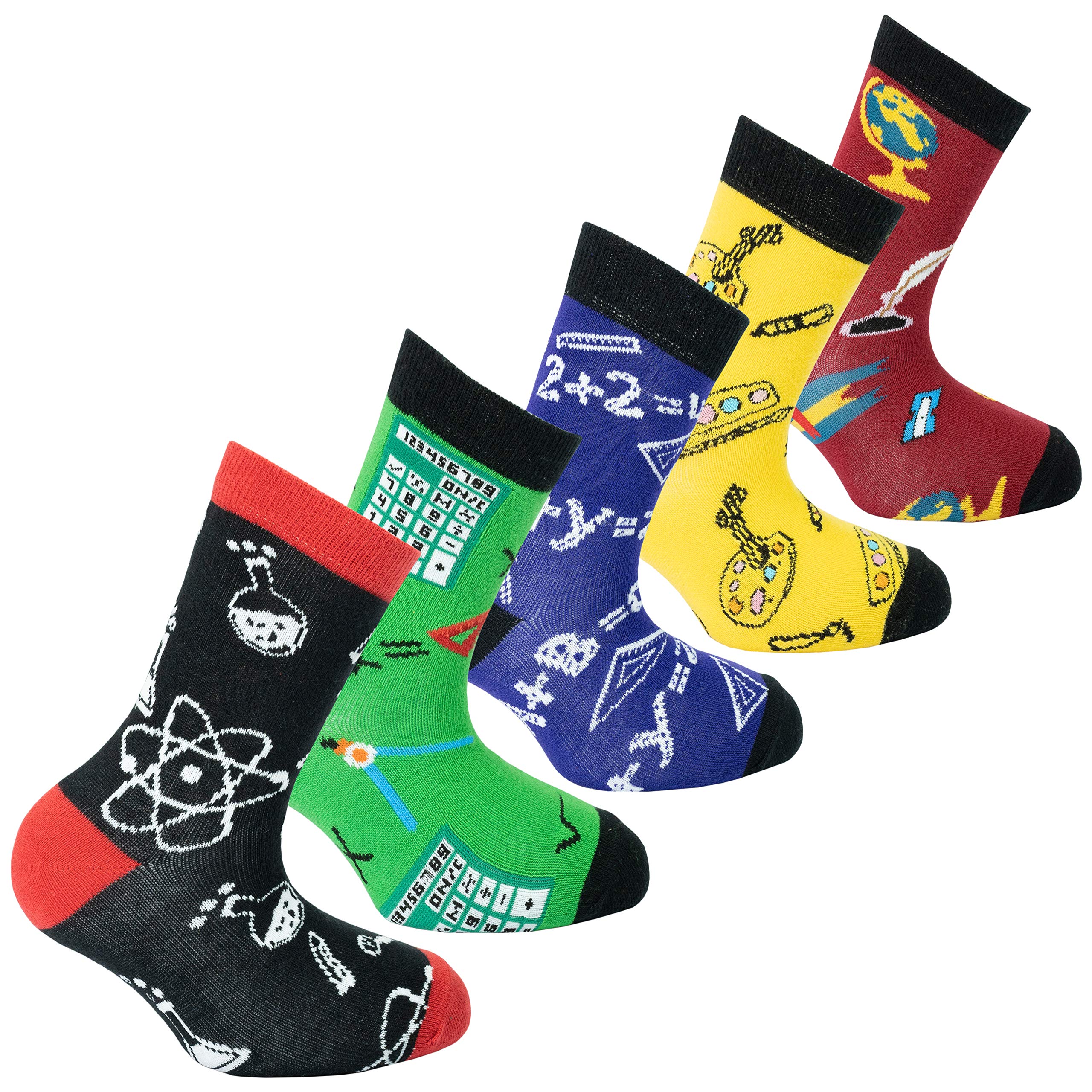 Kids 5-Pack Colorful Cotton Crew Socks - Fun Dress Socks Gift Box for Boys & Girls | School, Party & Everyday Wear