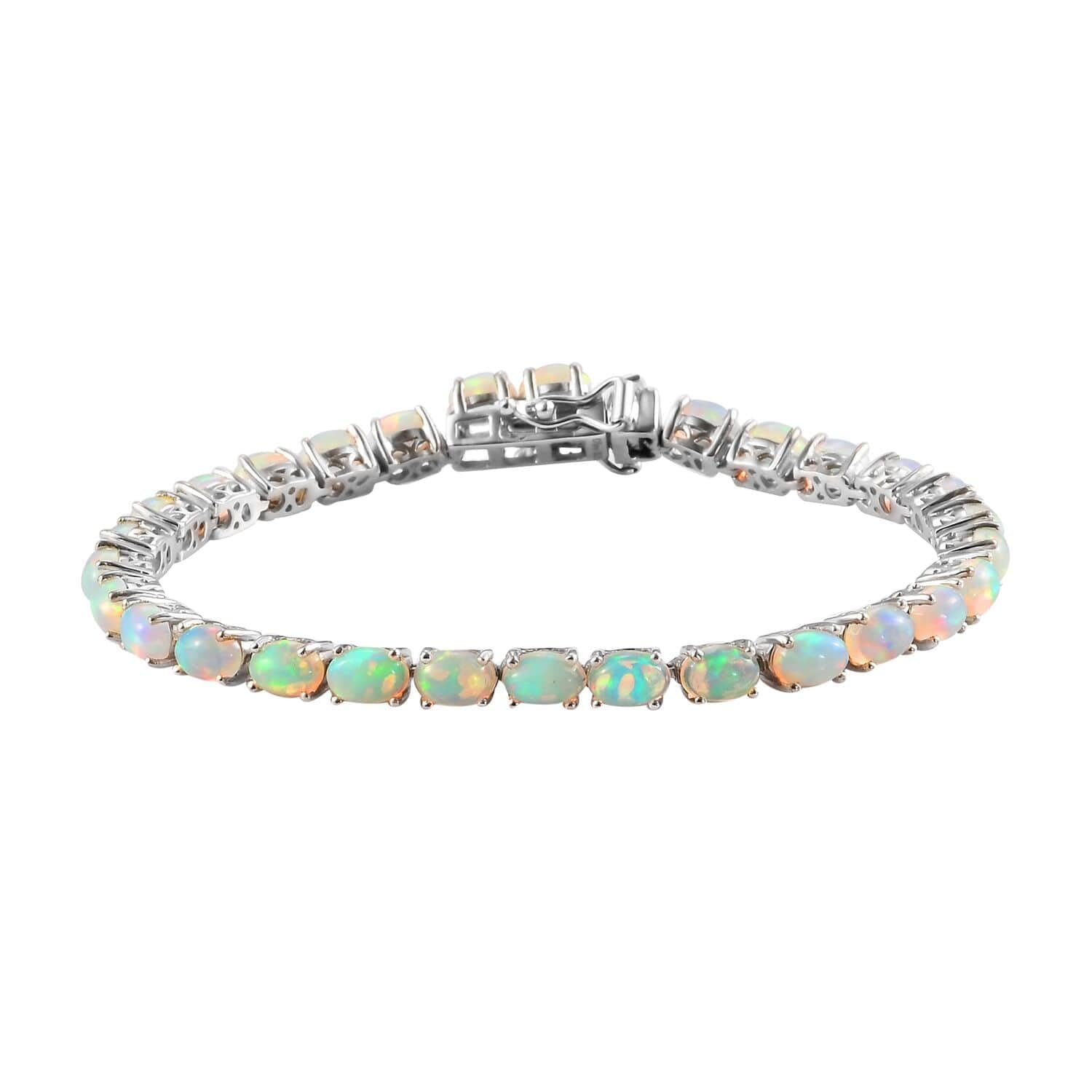Shop LC White Opal Tennis Bracelet for Women - 925 Sterling Silver Platinum Plated Birthstone Jewelry, Size 7.25