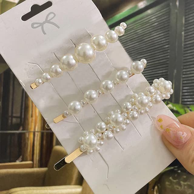 Raafi Pearls Hair Pins for Women & Girls - Elegant Pearl Hair Clips (Pack of 3) - Perfect for Weddings, Parties & Everyday Hairstyles