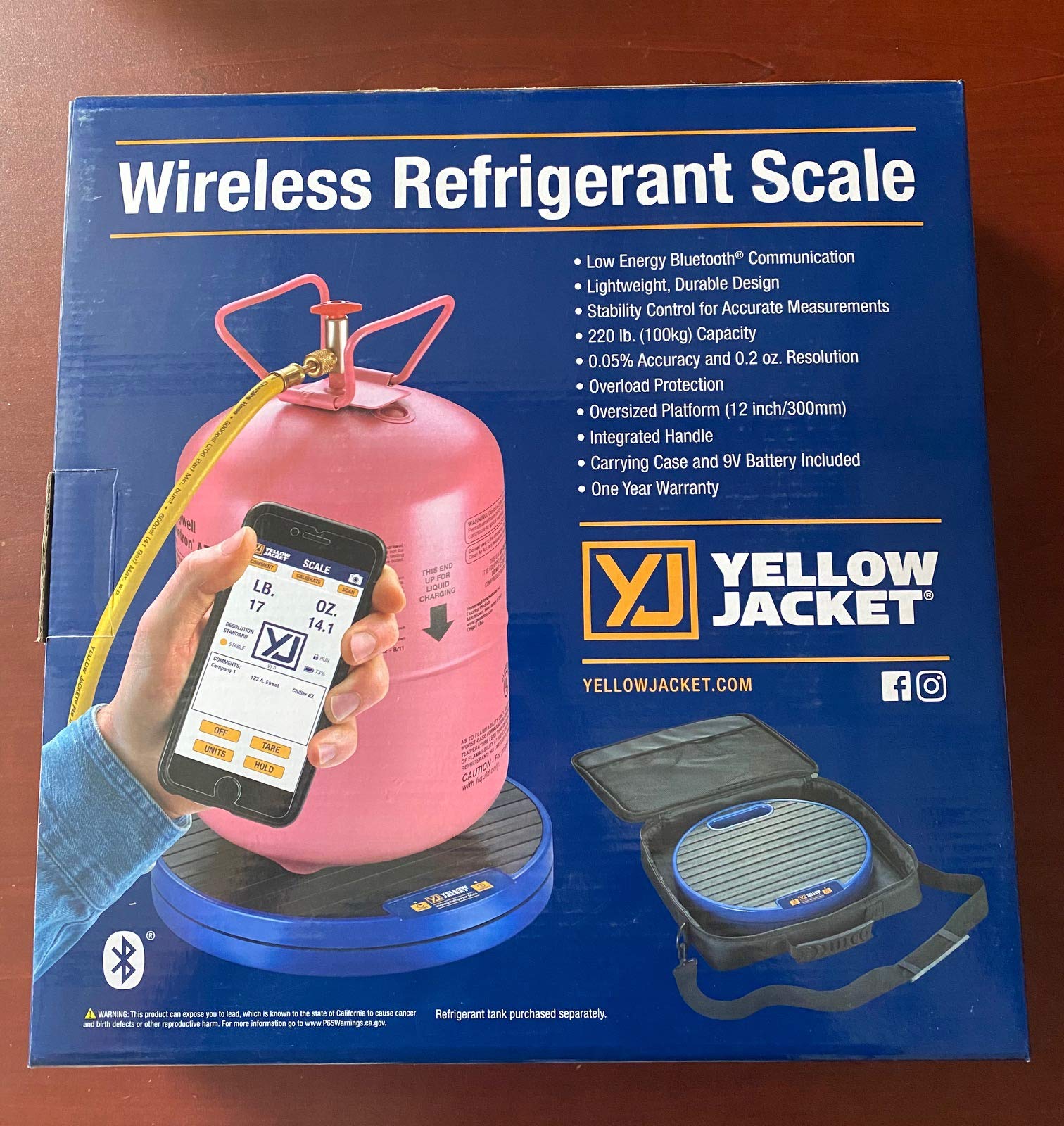 Yellow Jacket 68864 Wireless Digital Refrigerant Scale - Portable HVAC R410a R22 Freon Charging Kit for AC Repair & Maintenance