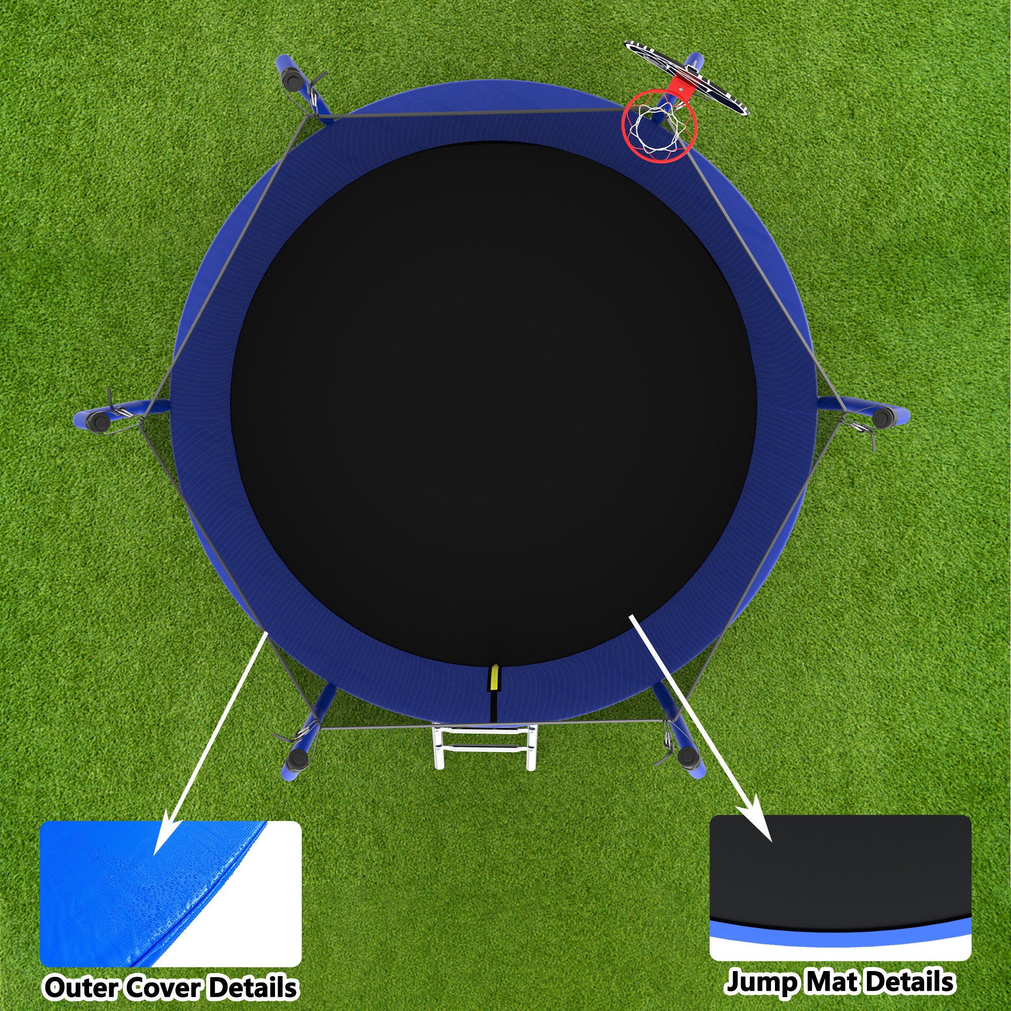 10FT Trampoline with Basketball Hoop - ASTM Approved Heavy-Duty Outdoor Trampoline with Safety Enclosure Net - Perfect for Backyard Fun, Kids Play & Family Fitness Activities