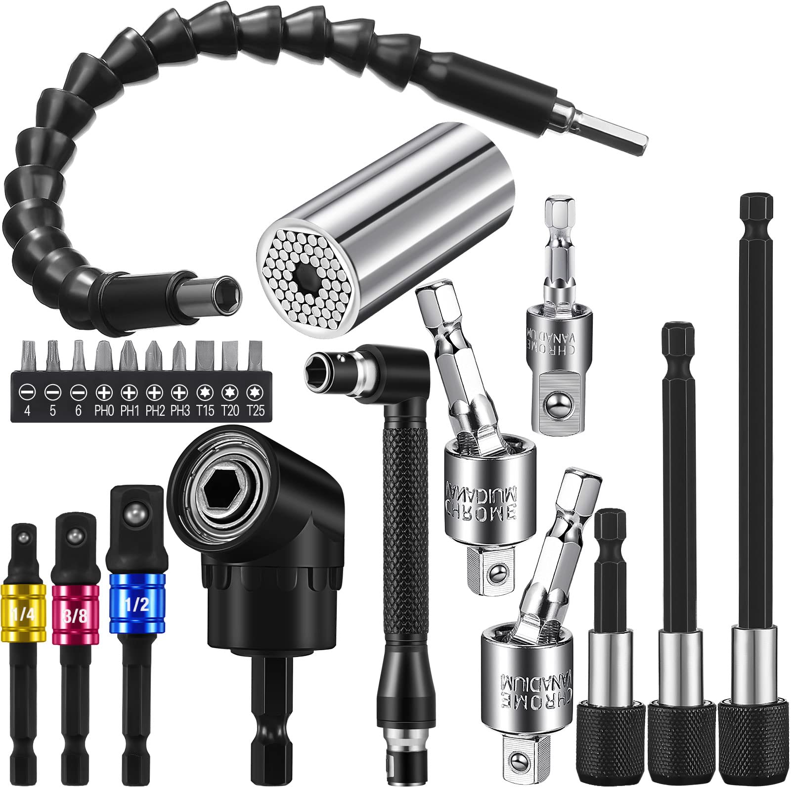 23-Piece Flexible Drill Bit Extension Set - 1/4