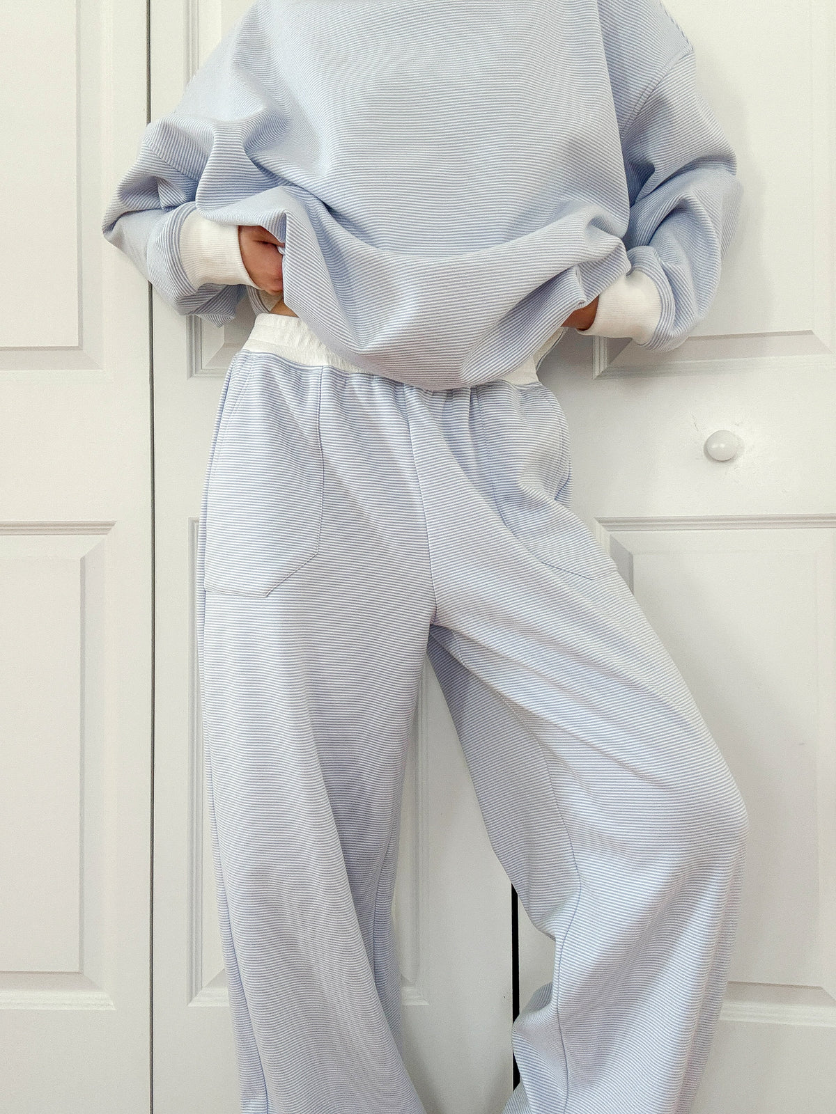 Nixon Mini Striped Sweatpants for Women - Blue and White Casual Joggers | Perfect for Lounge Wear, Yoga, and Running