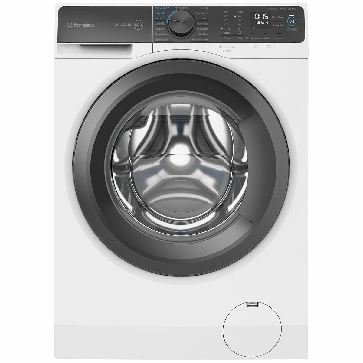 Westinghouse 8kg Front Load Washing Machine WWF8024M5WA - Energy Efficient, Quiet & Compact for Apartments, Laundry Rooms & Small Spaces