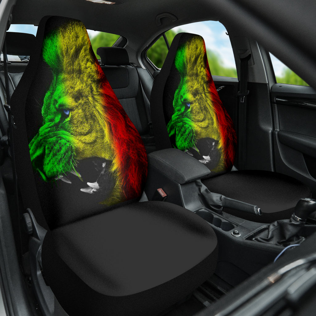 Premium Rasta Lion Roaring Car Seat Covers - Stylish & Durable Auto Accessories for Jeep, Truck & SUV - Perfect for Reggae Fans & Car Enthusiasts (Style 2 211401)