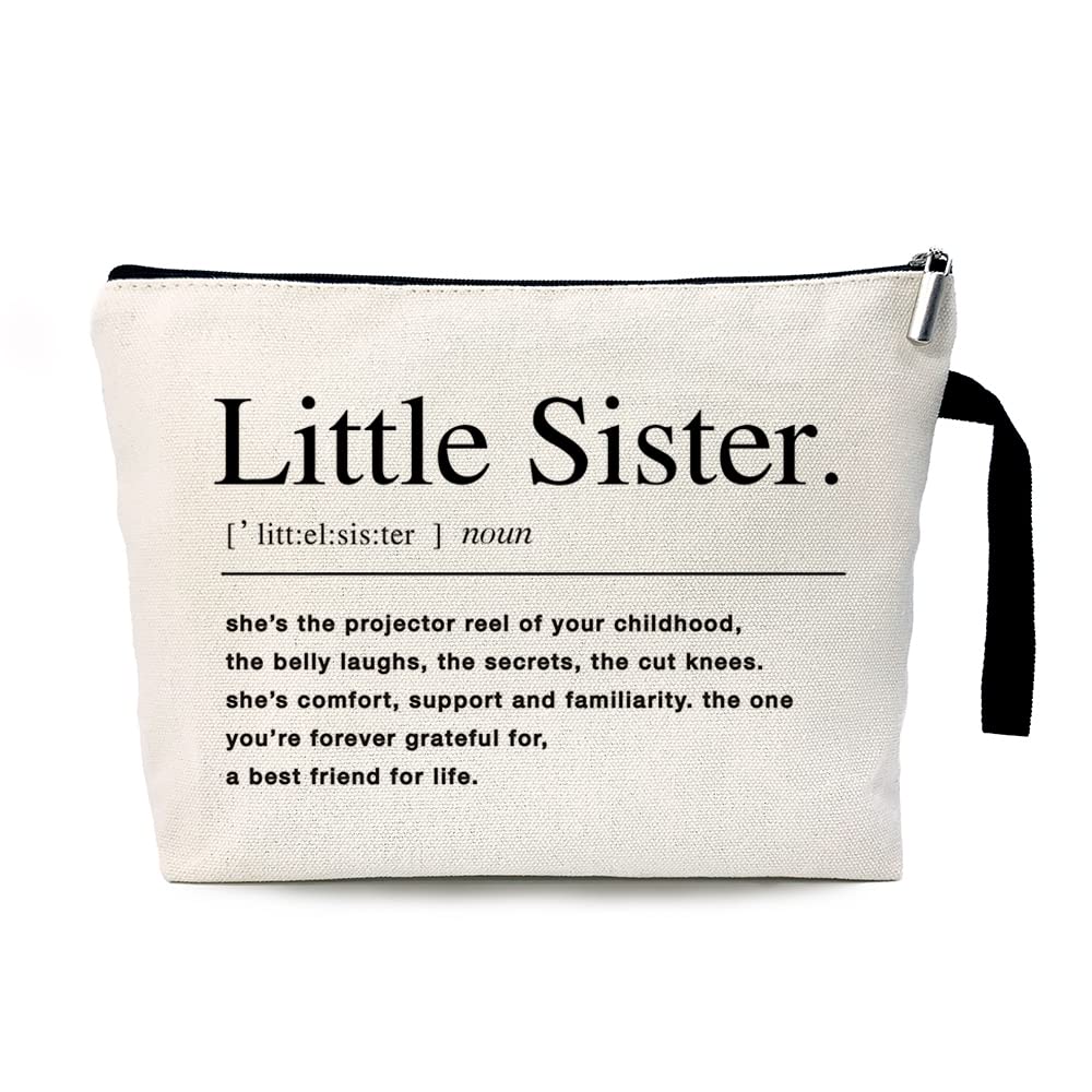 ZHANTUONE Cute Cosmetic Bag for Little Sister - Perfect Birthday Gift, Best Friend Present, Sister Soulmate Quote Definition - Ideal for Travel, Makeup Storage & Daily Use