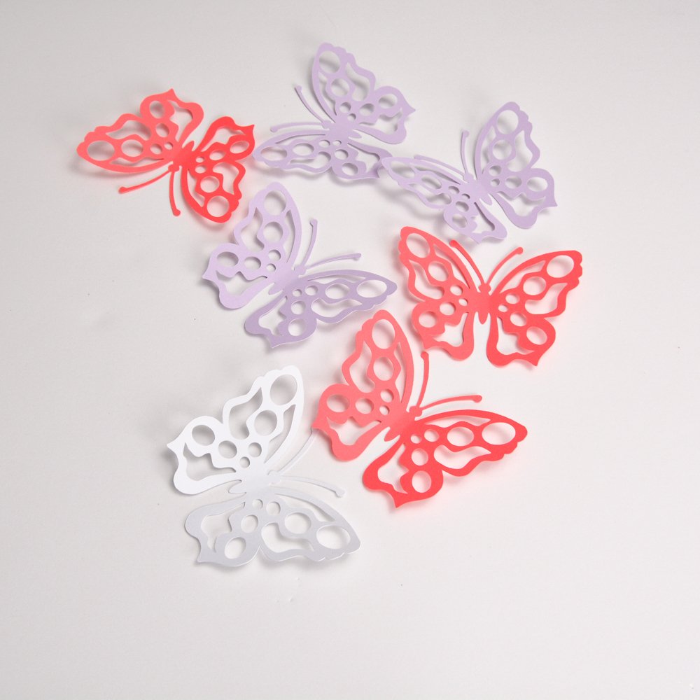 Beautiful Butterfly Wall Stickers for Bedroom Decor - Red, Lilac & White Butterfly Decals | Perfect for Nursery, Kids Room & Home Wall Art