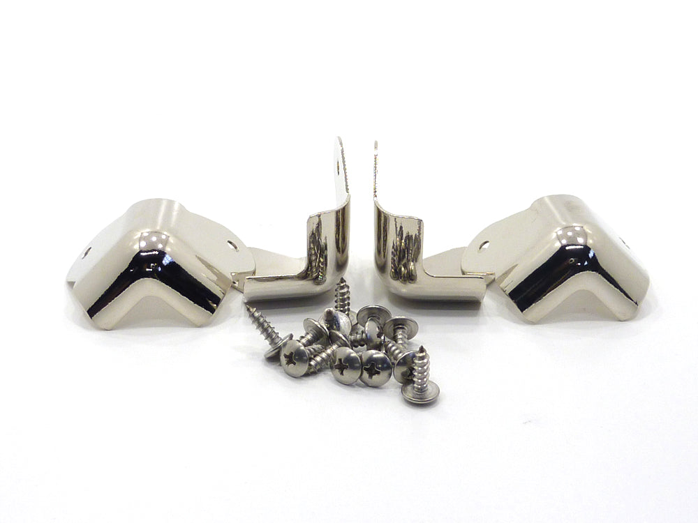 Stainless Steel Cabinet Corners with Cut Out & Screws - Polished Finish for Kitchen, Bathroom & Office Furniture Protection