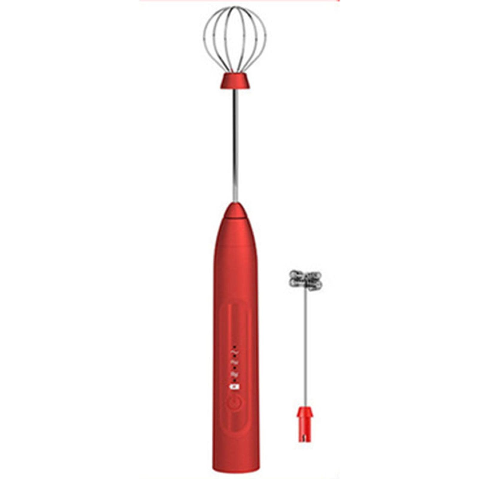 USB Rechargeable Electric Milk Frother - Handheld Coffee Blender & Whisk for Lattes, Cappuccinos, Hot Chocolate - Mini Foam Maker for Milk, Matcha, Protein Shakes - Perfect for Home, Office & Travel (Red)