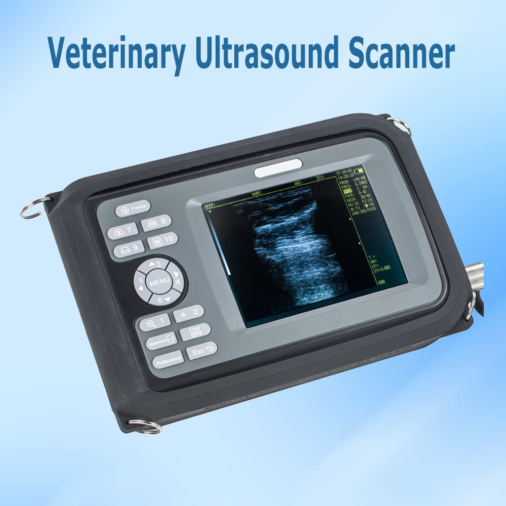 5.5 Inch Portable Handheld Veterinary Ultrasound Scanner with Rectal Probe - Animal Pregnancy Detector for Cattle, Horses, Camels & Livestock | Farm & Ranch Veterinary Equipment for Breeding & Pregnancy Diagnosis
