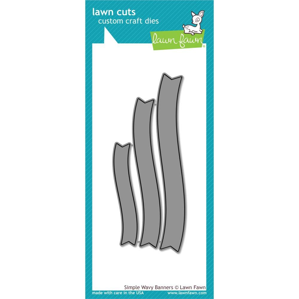 LAWN FAWN Lawn Cuts Custom Craft Die - Simple Wavy Banners for Scrapbooking & Card Making | Premium White Die-Cut Stencils for DIY Paper Crafts, Home Decor & Gift Wrapping