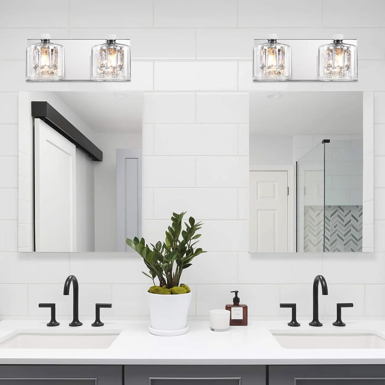 Kolt Chrome Modern 2-Light Bathroom Vanity Light Fixture - Perfect for Bathroom Makeovers & Spa-Like Ambience