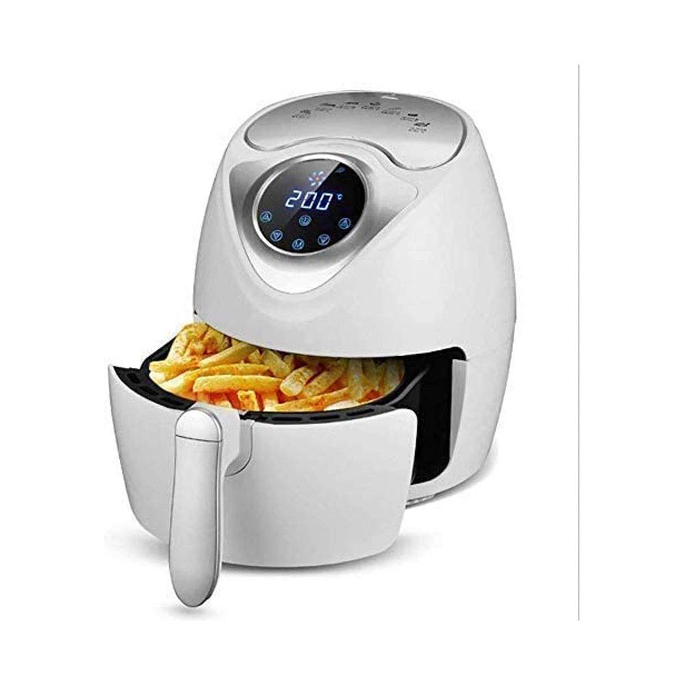 Qin Deluxe 5.8QT Electric Air Fryer Oven Combo with Digital Temperature Control, Non-Stick Fry Basket & Auto Shut-Off - Perfect for Healthy Cooking, Baking, Roasting & Reheating (White) - Ideal for Family Meals, Parties & Quick Weeknight Dinners